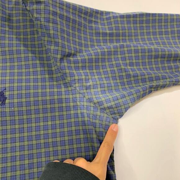 Ralph Lauren Shirt Mens S Royal Blue Cotton Stretch Check Classic Fit *READ - Picture 6 of 10